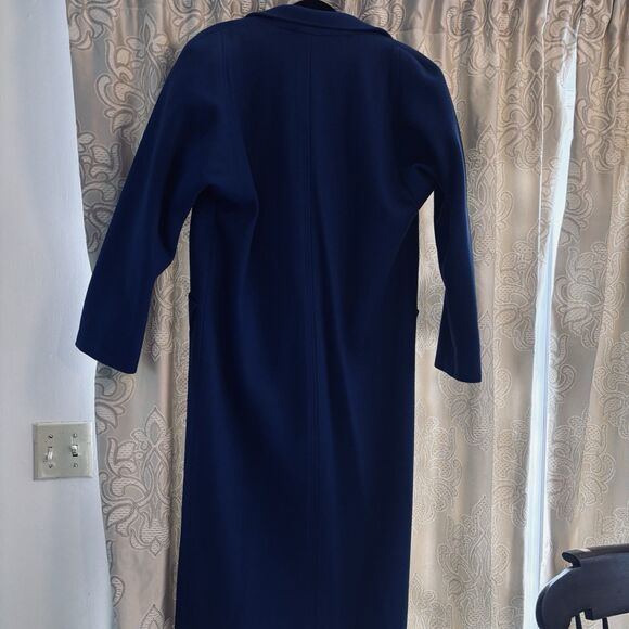 La Vogue Women's Large (no tag) Long ‎ Blue Coat  38 chest snug hip - Picture 13 of 16